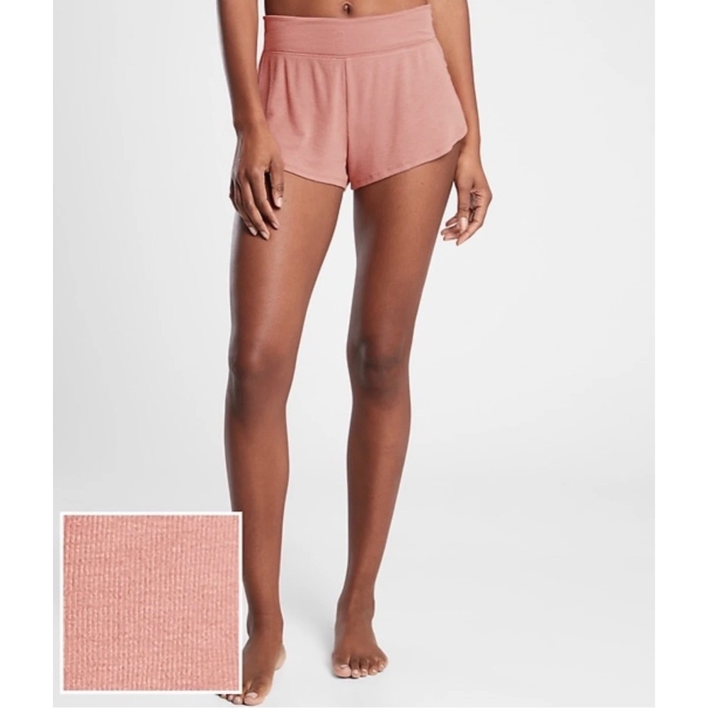 NEW Athleta Palermo Pink Well Rested Rib Pajama Shorts Elastic Waist XS